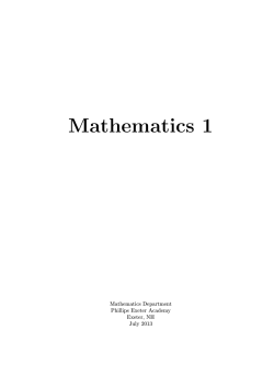 Mathematics 1 - Phillips Exeter Academy