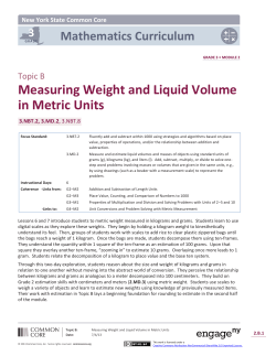 Topic B: Measuring Weight and Liquid Volume in Metric Units (6