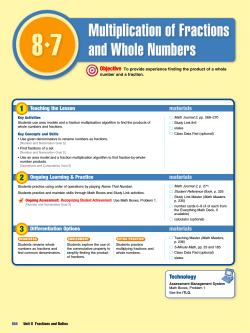 Lesson 8.7 Multiplication of Fractions and Whole Numbers