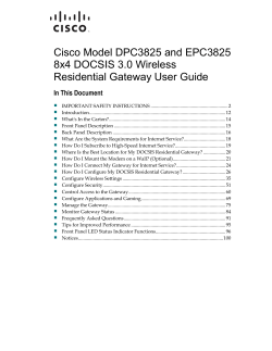 Cisco Model DPC3825 and EPC3825 8x4 DOCSIS 3.0 Wireless
