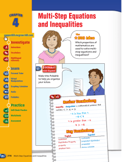 Multi-Step Equations and Inequalities - Glencoe