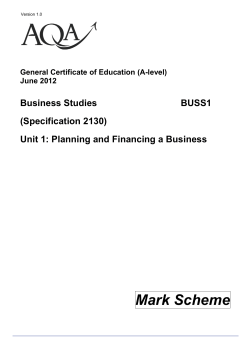 GCE Business Studies Mark Scheme Unit 01 - Planning and - AQA