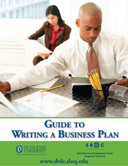WRITING A BUSINESS PLAN GUIDE TO - Pennsylvania SBDC