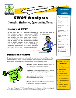 SWOT Analysis Strengths, Weaknesses, Opportunities, Threats