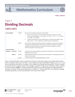 Topic F: Dividing Decimals - The Syracuse City School District