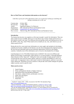 How to Find Water and Sanitation Information on the - CEPIS