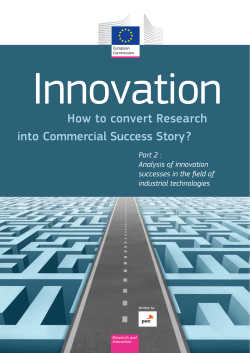 into Commercial Success Story ? How to convert Research