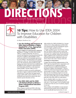 10 Tips: How to Use IDEA 2004 To Improve - Families of SMA