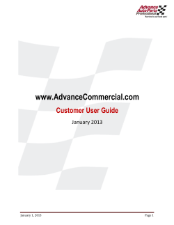 Section 1: How to Login - Advance Auto Parts Commercial