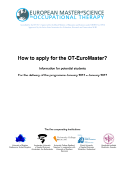 How to apply for the OT-EuroMaster programme 2015-2017 - ZHAW