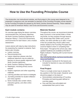 How to Use the Founding Principles Course - NC Social Studies