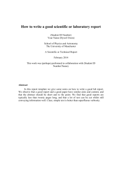 How to write a good scientific or laboratory report - University of