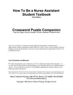 How To Be A Nurse Assistant Student Textbook - Crossword Puzzle