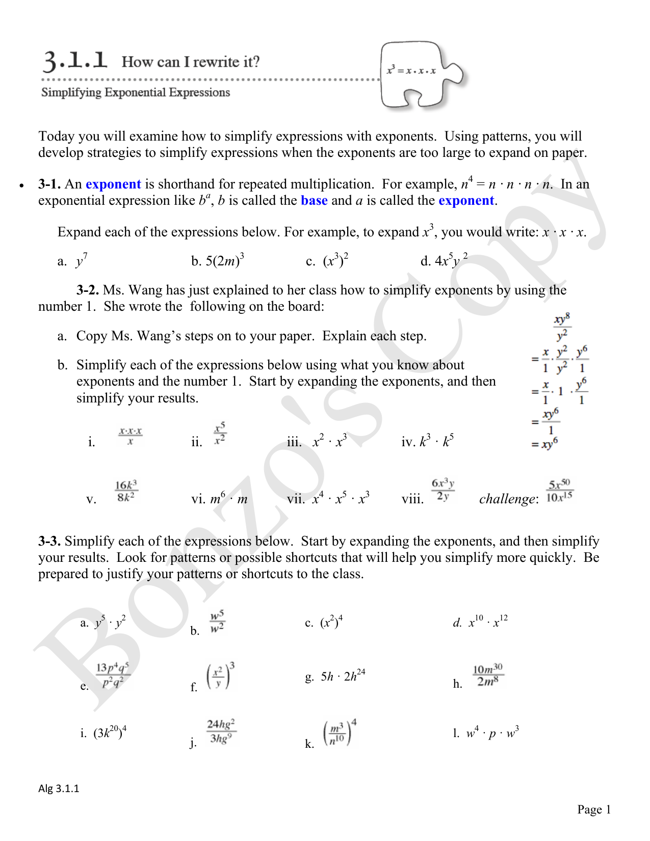 Today you will examine how to simplify expressions with exponents Inside Simplifying Exponential Expressions Worksheet