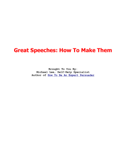 Great Speeches: How To Make Them - How To Be An Expert