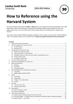How to Reference using the Harvard System - My LSBU - London