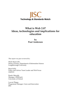 What is Web 2.0? Ideas, technologies and implications for - Jisc