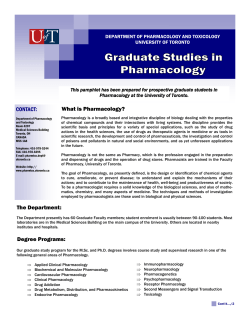 CONTACT: The Department: What is Pharmacology? Degree