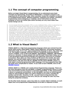 1.1 The concept of computer programming 1.2 What is Visual Basic?