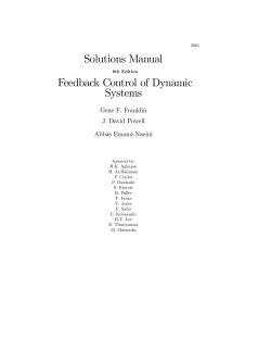 Solutions Manual Feedback Control of Dynamic - Scholar Store