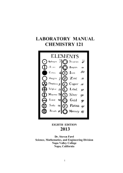 LABORATORY MANUAL CHEMISTRY 121 2013 - Napa Valley