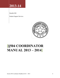 §504 Coordinator Manual 2013 – 2014 - Humble Independent