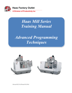 Haas Mill Series Training Manual Advanced - Productivity Inc.