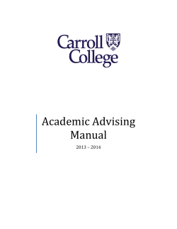 Academic Advising Manual - Carroll College
