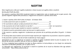 Manual p&euml;r student&euml;t mbi REGJISTRIMIN ONLINE NE PROVIMET E