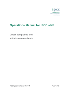 Operations Manual for IPCC staff - Independent Police Complaints