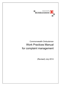 Work Practices Manual for complaint management - Commonwealth