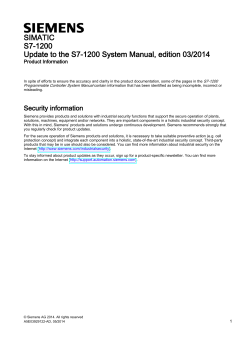 Update to the S7-1200 System Manual, edition 03/2014 - Siemens