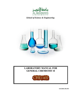 LABORATORY MANUAL FOR GENERAL CHEMISTRY II