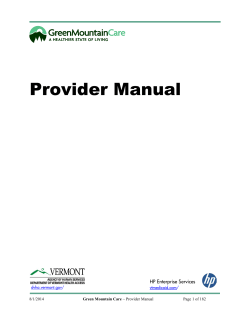 Provider Manual - VT Provider home page
