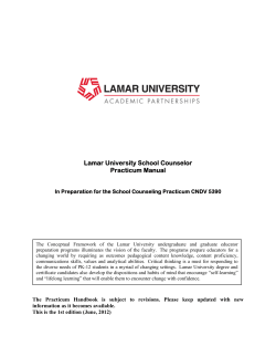 Lamar University School Counselor Practicum Manual