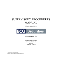 SUPERVISORY PROCEDURES MANUAL - BCG Securities