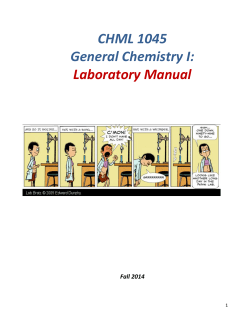 CHML 1045 General Chemistry I: Laboratory Manual