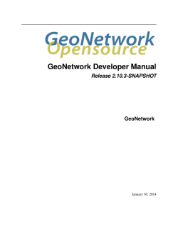 GeoNetwork Developer Manual - GeoNetwork opensource