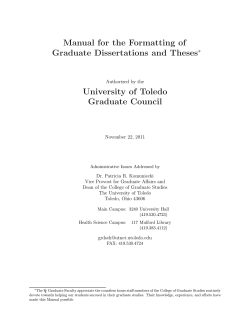 Manual for the Formatting of Graduate Dissertations and Theses