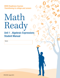 Unit 1 . Algebraic Expressions Student Manual - nrms