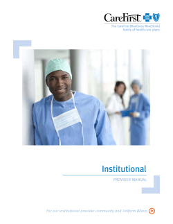 Institutional Provider Manual - CareFirst