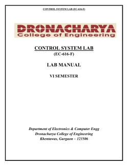 CONTROL SYSTEM LAB LAB MANUAL - Dronacharya College of