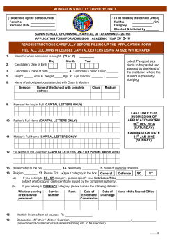 Application Form for the session 2015-16 - Sainik School Ghorakhal