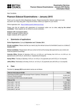 Pearson Edexcel Examinations - January 2015 - British Council