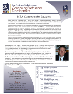 MBA Concepts for Lawyers - The Law Society of Saskatchewan