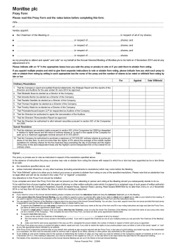 Monitise AGM Proxy Form 2014