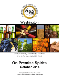 SWS Washington Spirits On Premise October 2014 Price Guide