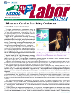 Labor Ledger Sept.-Oct. 2014 - NC Department of Labor