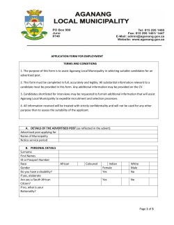 application form for municipal poistions final - Aganang Local