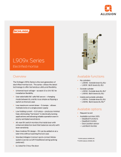 L909x Series Electrified Mortise - Security Technologies - Allegion